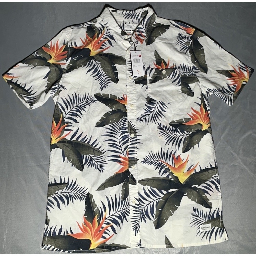 Quiksilver Poolsiders Short Sleeve Shirt Small Snow White New With Tags - Picture 3 of 13